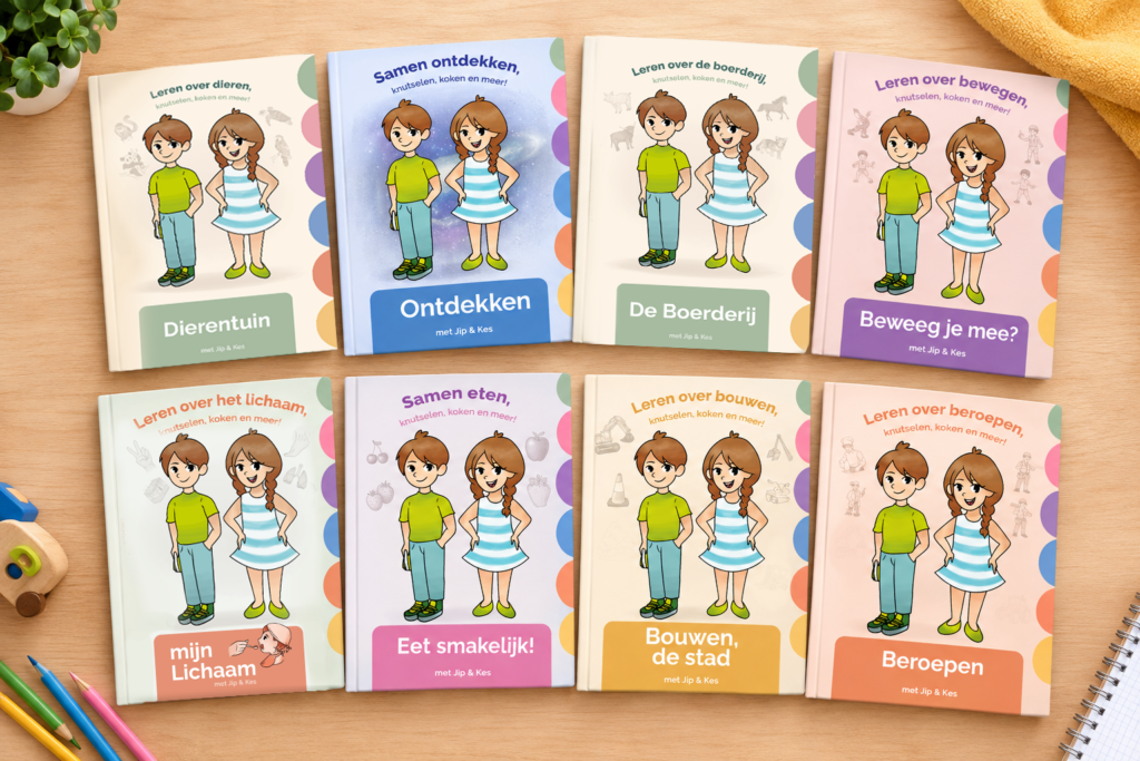 Alle 8 themaboeken van Jip en Kes als complete set